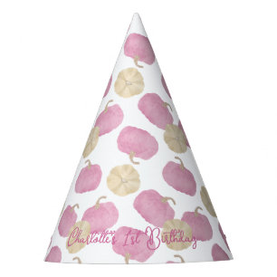 Chapeaux De Fêtes Premier Citrouille rose Casquettes d'anniversaire