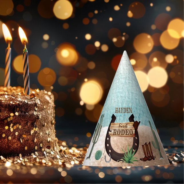 Chapeaux De Fêtes Premier Rodeo Cowboy Western Boy 1ère fête d'anniv (First Rodeo Cowboy Western Boy 1st Birthday Party Hat)