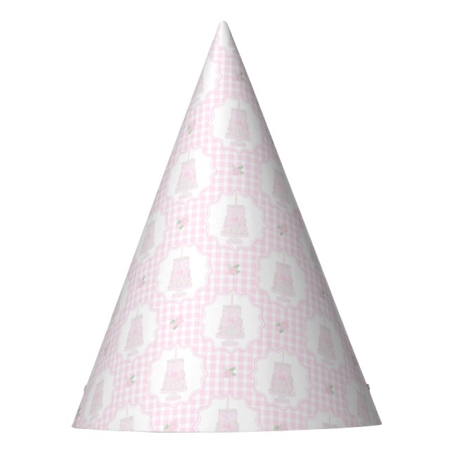 Chapeaux De Fêtes Preppy Pink Bows Trellis Premier anniversaire Ribb (Devant)