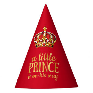 Chapeaux De Fêtes Prince Baby shower Red Gold