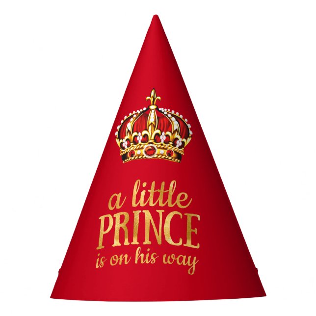 Chapeaux De Fêtes Prince Baby shower Red Gold (Devant)