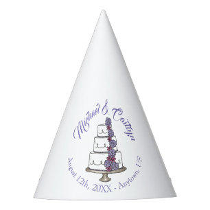 Chapeaux De Fêtes Purple Frosting Roses Tirée Floral Mariage Gâteau