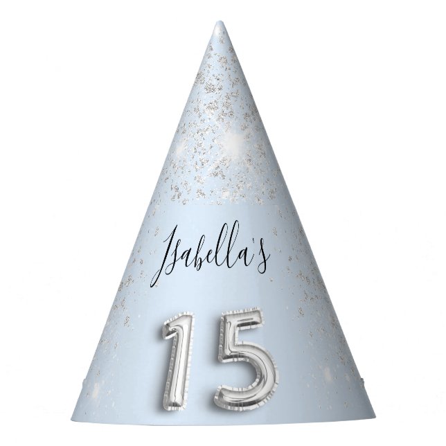 Chapeaux De Fêtes Quinceanera bébé bleu argent nom de la parties sci (Devant)