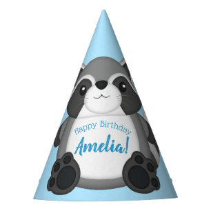Chapeaux De Fêtes Raccoon fête d'anniversaire bleu