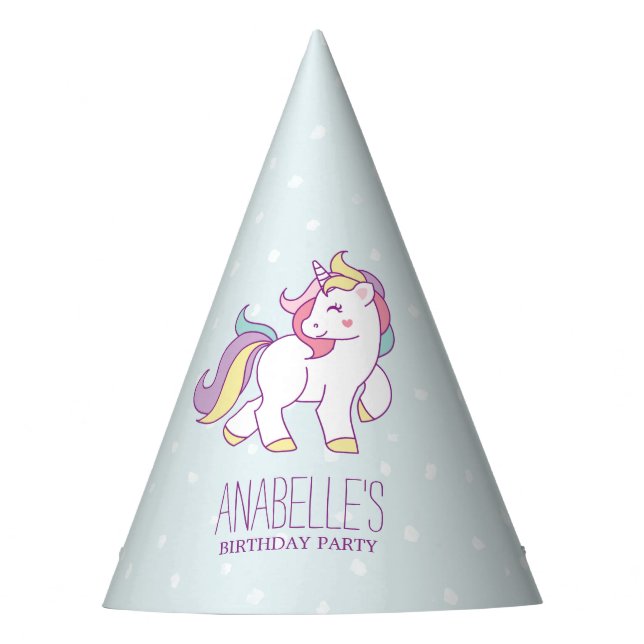 Chapeaux De Fêtes Rainbow Unicorn Girls Birthday Party (Devant)
