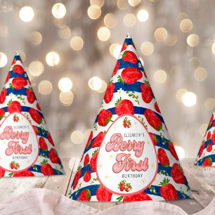 Chapeaux De Fêtes Rayures Bleu Marine Blanc 1er Anniversaire Berry F