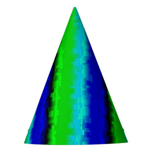 Chapeaux De Fêtes Rayures de verre brisé bleu vert