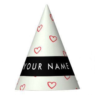 Chapeaux De Fêtes Red Hearts Motif, Amour, Votre Nom, Personnaliser