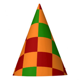 Chapeaux De Fêtes Red Orange Green Checkered Pattern Design 