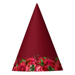 Chapeaux De Fêtes Red Roses Party Casquette-Maroon Vin Bourgogne