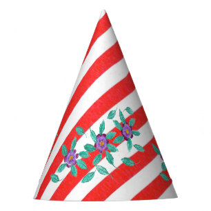 Chapeaux De Fêtes Red White Stripes Purple Flowers Casquettes