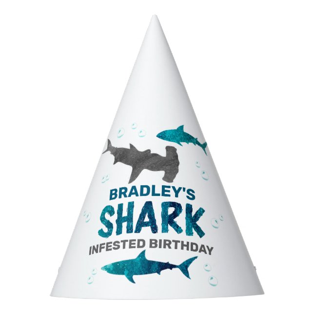 Chapeaux De Fêtes Requin infesté n'importe quel âge Anniversaire (Devant)
