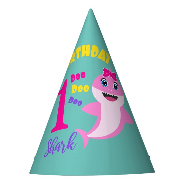 Chapeaux De Fêtes Requin mignon 1er anniversaire (Devant)