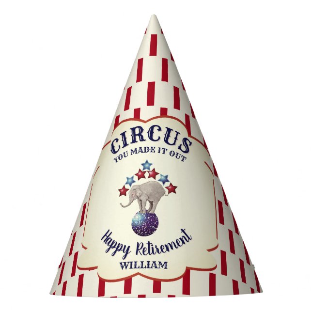 Chapeaux De Fêtes Retraite personnalisée des éléphants de cirque Vin (Devant)
