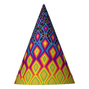 Chapeaux De Fêtes Retro 90s Vibrant Neon couleur Motif Abstrait
