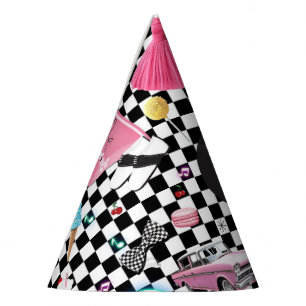 Chapeaux De Fêtes Retro Checker 50's Cinquante Thème Anniversaire