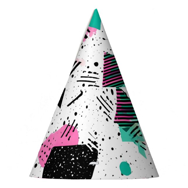 Chapeaux De Fêtes Retro Memphis Geometric Pattern (Gauche)