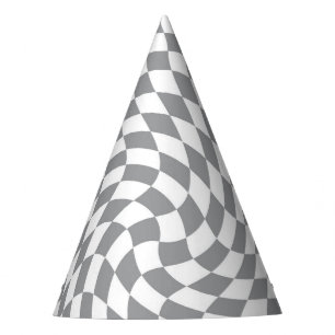 Chapeaux De Fêtes Retro Pastel Grey & White À damiers