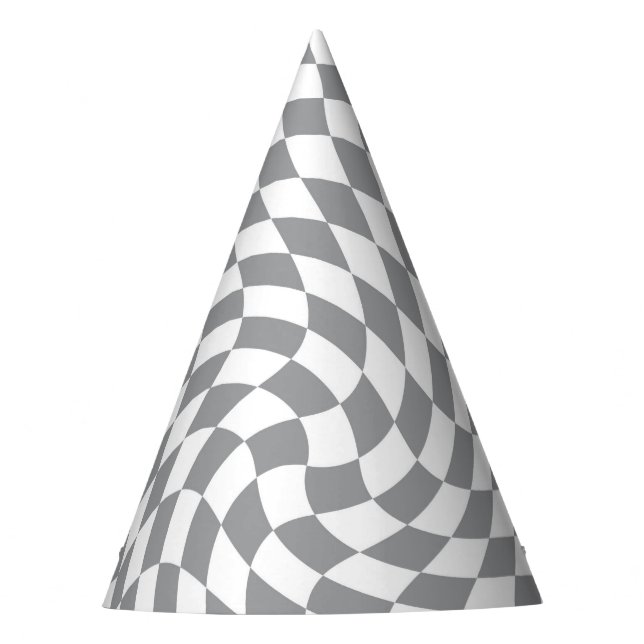 Chapeaux De Fêtes Retro Pastel Grey & White À damiers (Devant)