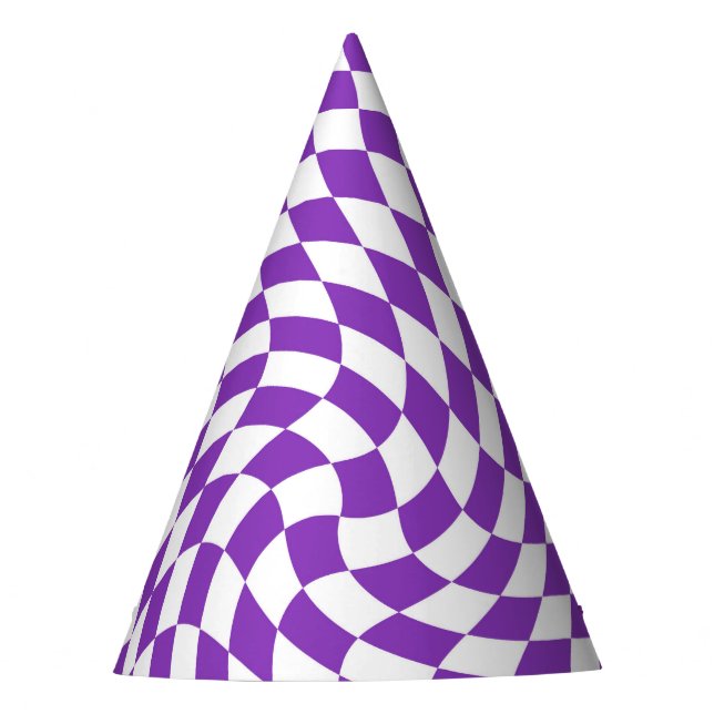 Chapeaux De Fêtes Retro Pastel Purple & White À damiers (Devant)