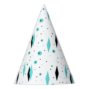 Chapeaux De Fêtes Retro Turquoise Diamants & Starburst Casquette de