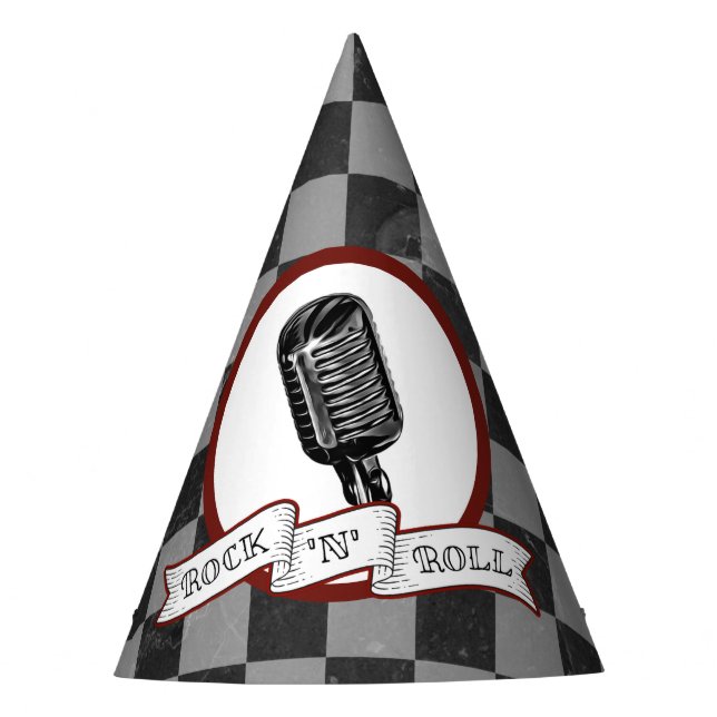 Chapeaux De Fêtes Rock & Roll Retro Microphone Rockabilly Paper (Devant)