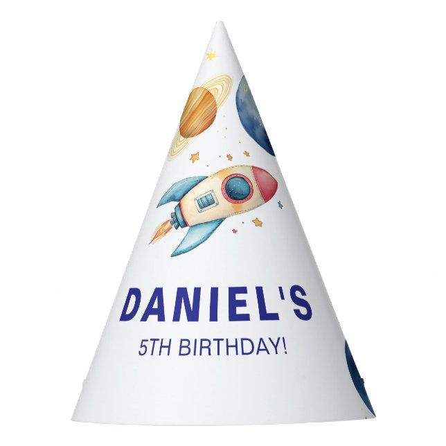 Chapeaux De Fêtes Rocket Ship Planet Espace thème personnalisé Anniv (Devant)