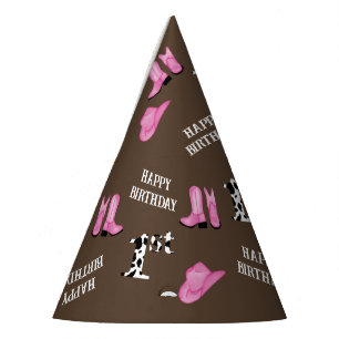 Chapeaux De Fêtes Rodeo rose et Brown Joyeux anniversaire