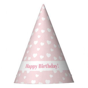 Chapeaux De Fêtes Rose clair et cœurs, anniversaire, douche, fête