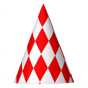 Chapeaux De Fêtes Rouge blanc Arlequin Diamants Checkers Design