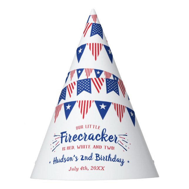 Chapeaux De Fêtes Rouge, Blanc & Deux ! 4 juillet 2e anniversaire (Devant)