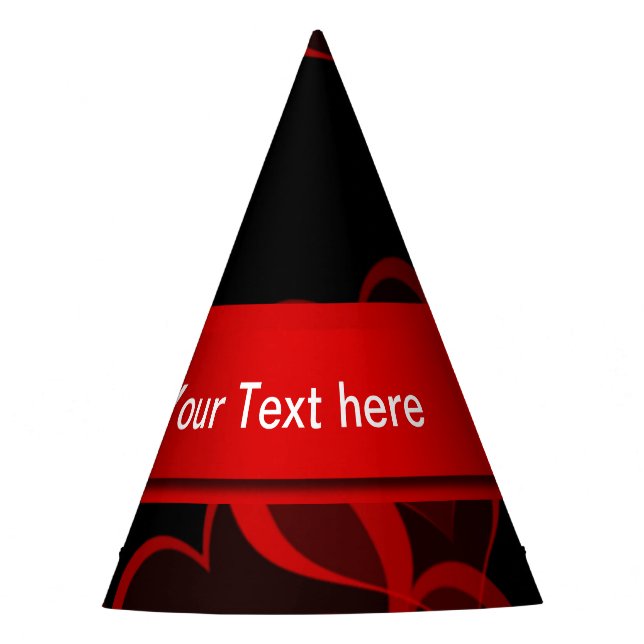 Chapeaux De Fêtes rouge coeur dans le modèle de texte noir (Devant)