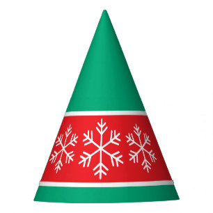 Chapeaux De Fêtes Rouges Verts Bleus Rayures Blanches Flocons de Nei