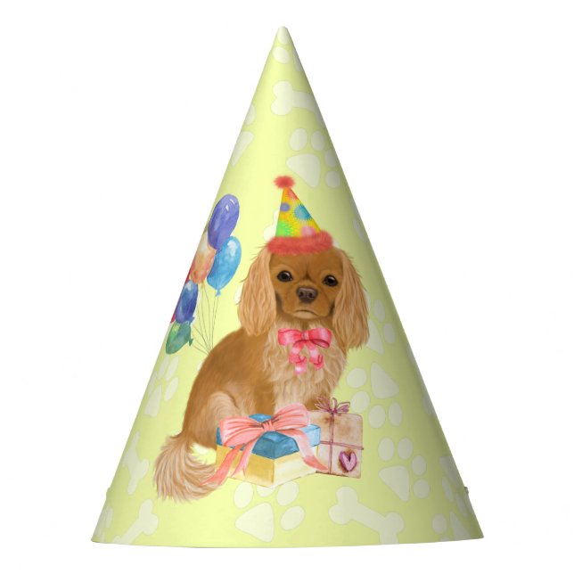 Chapeaux De Fêtes Ruby Cavalier King Charles Spaniel Anniversaire   (Devant)