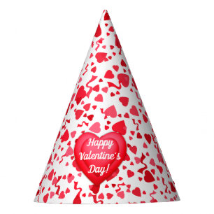 Chapeaux De Fêtes Saint Valentin Coeurs de Confetti Rouge