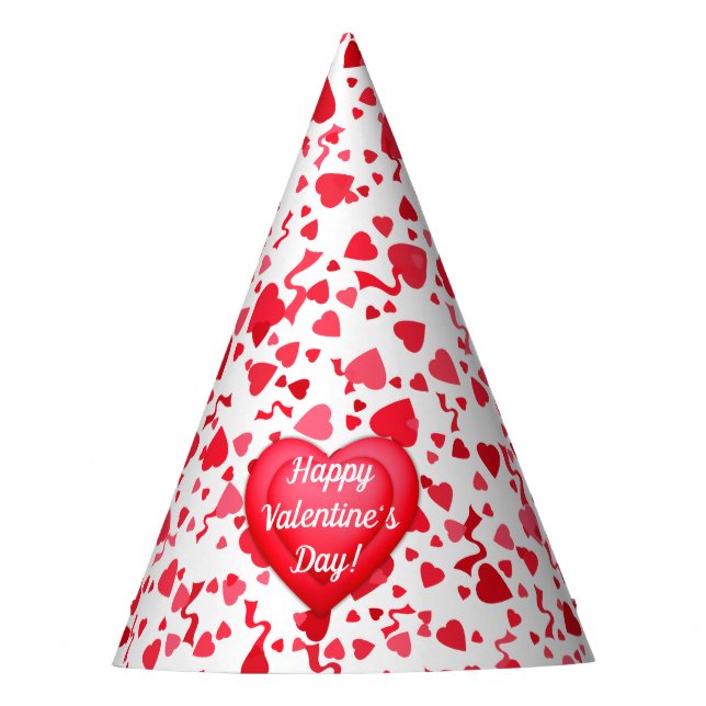 Chapeaux De Fêtes Saint Valentin Coeurs de Confetti Rouge (Devant)