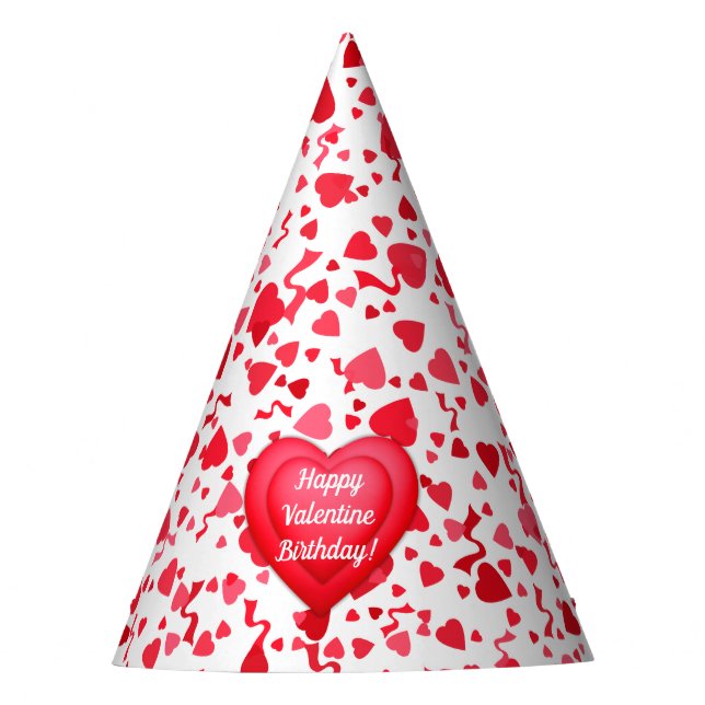 Chapeaux De Fêtes Saint-Valentin Coeurs de Confetti Rouge (Devant)