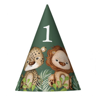 Chapeaux De Fêtes Sauvage tropical Une Jungle Animaux 1er Anniversai
