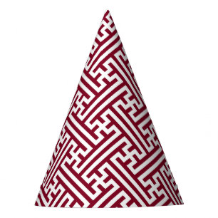 Chapeaux De Fêtes Sayagata motif, japonais, bourgogne et blanc