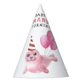 Chapeaux De Fêtes Sceau rose 1er anniversaire sous la mer