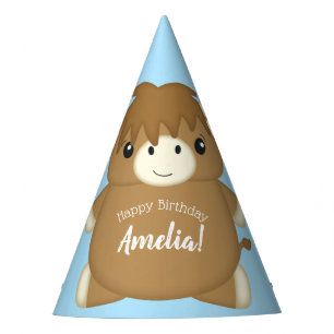 Chapeaux De Fêtes Scottish Highland Cow Anniversaire Party Blue
