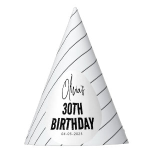 Chapeaux De Fêtes Script noir moderne 30e anniversaire chic & minima