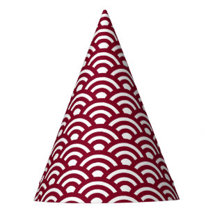 Chapeaux De Fêtes Seigaiha, Vagues, Japonais, Bourgogne et Blanc
