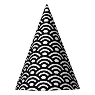 Chapeaux De Fêtes Seigaiha, Vagues, Japonais, Noir et Blanc