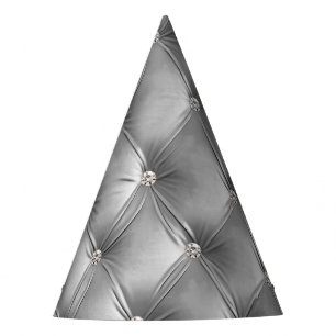 Chapeaux De Fêtes Silver Diamond Sparkle Grey Faux Velvet