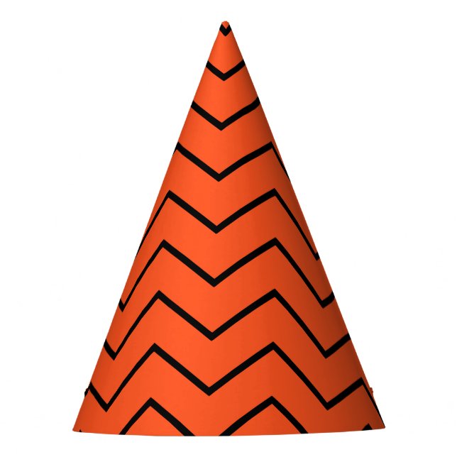 Chapeaux De Fêtes Simple Black Orange Zigzag Anniversaire (Devant)