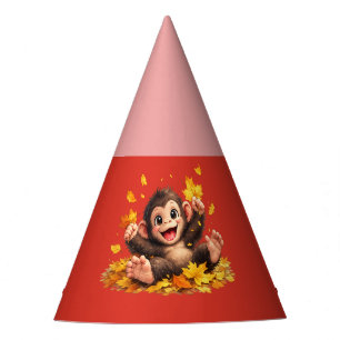Chapeaux De Fêtes Singe souriant aux grands yeux ludique tropical