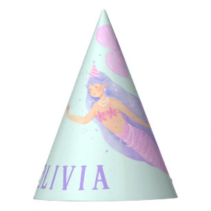 Chapeaux De Fêtes Sirène sous la mer Anniversaire Fille Nom d'âge Bl