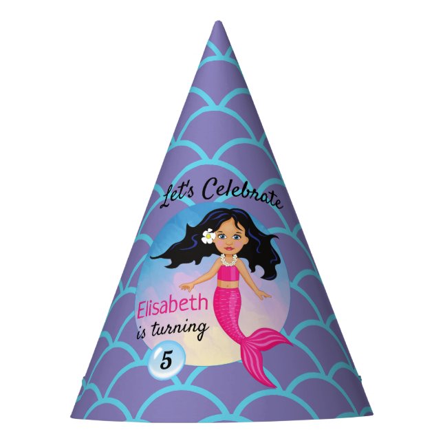 Chapeaux De Fêtes Sirène sous la mer Fille Anniversaire (Devant)