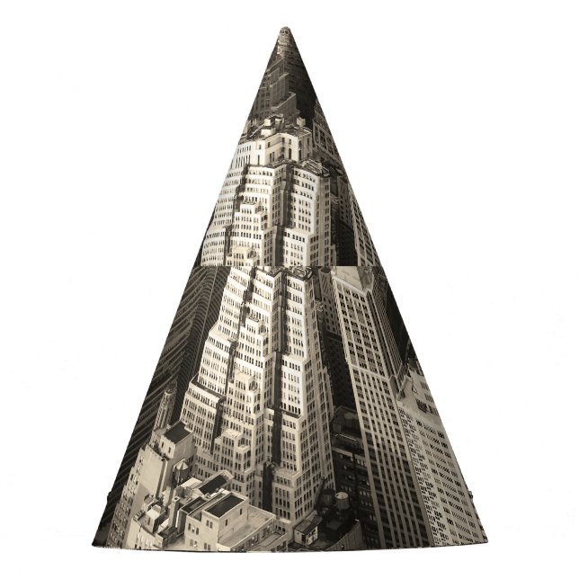 Chapeaux De Fêtes Skyline de Manhattan, aérien noir et blanc. (Devant)